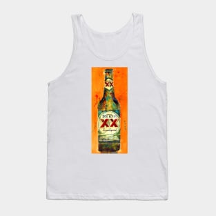 Beer Bottle- Mexican - Orange Background Tank Top